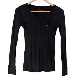 Old Navy Black Ribbed Long Sleeve Shirt Women's S Y2k Casual Grunge Skater